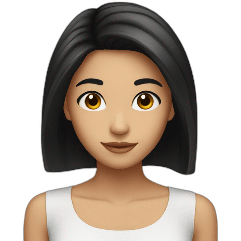 girl with black hair and brown eyes happy emoji