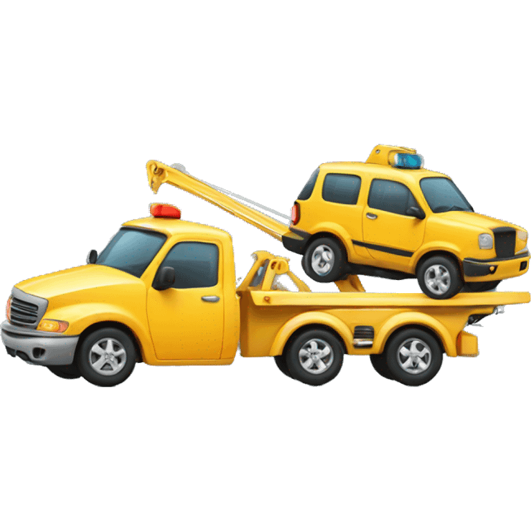 Tow truck carrying a smaller car  emoji