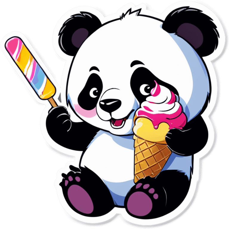 Panda eating ice cream emoji