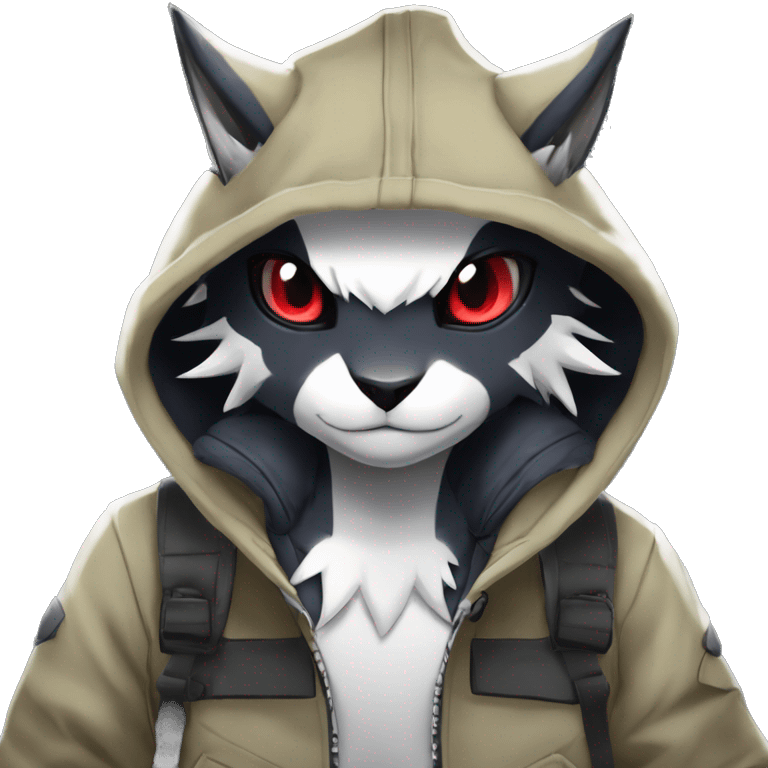 Dark Anthro Cool Litten-Absol-Zangoose-Pokémon Punk Techwear Hoodie Cargo Collar emoji