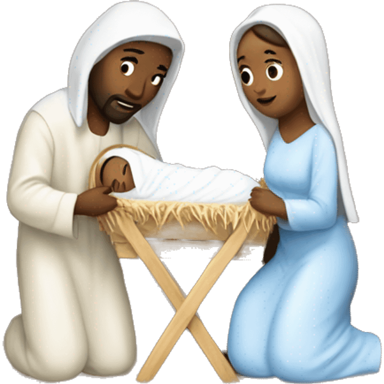 nativity scene with mary joseph and baby Jesus being white  emoji