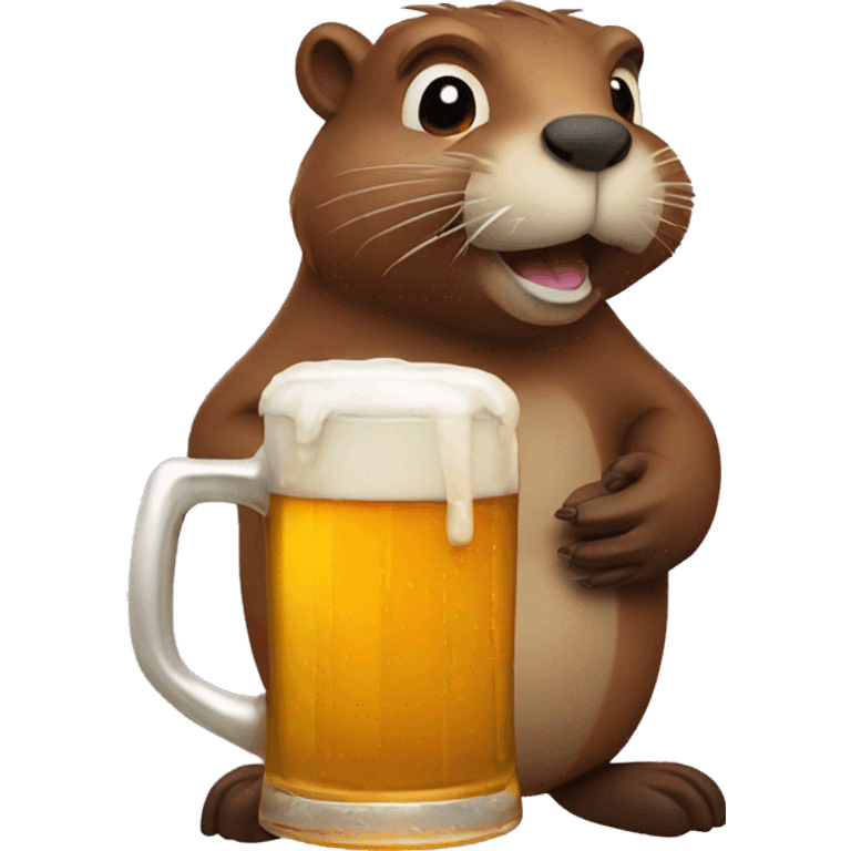 Beaver drinking a beer emoji