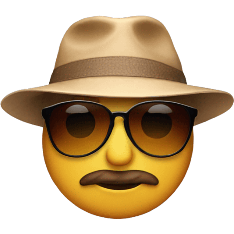 A face with sunglasses and hat without love emoji