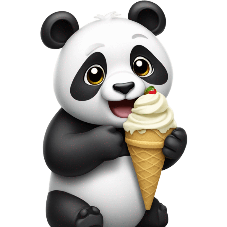 Panda eating ice cream emoji