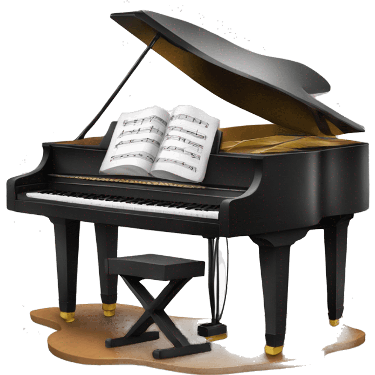 Piano with notes 🎶 around the piano and some headphones on the piano emoji