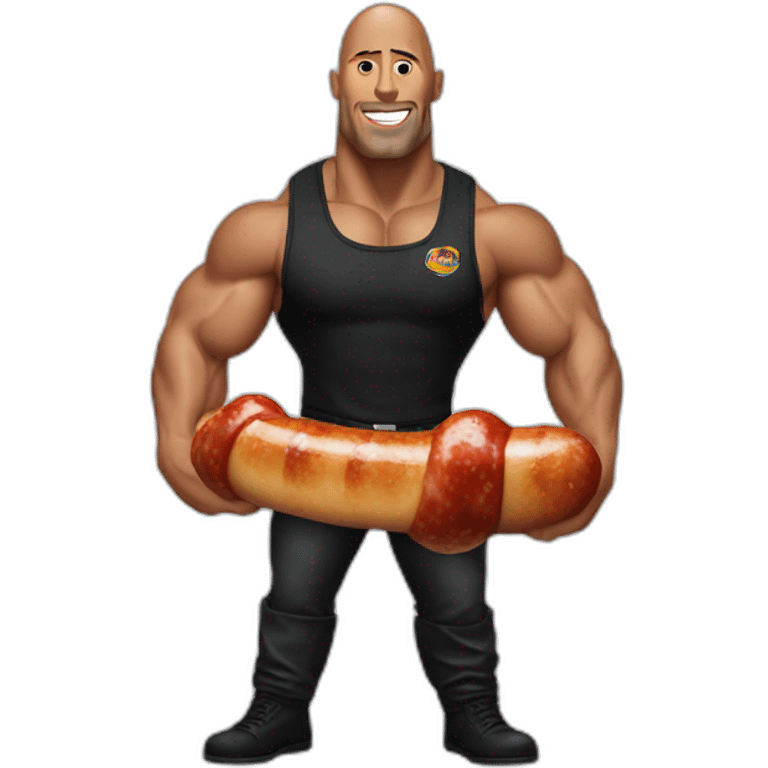 the rock holding a saussage emoji