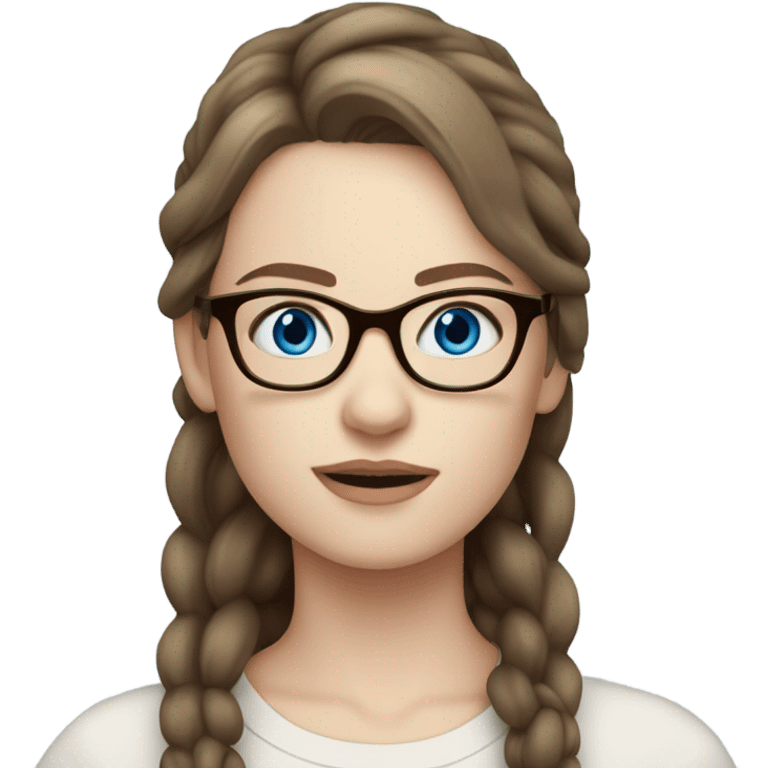 Photo of beautiful pale model with glasses,  blue eyes and brown hair up emoji