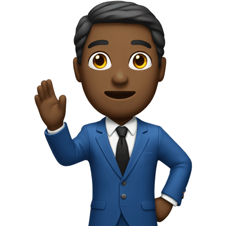 Man with blue suit and black tie preaching  emoji