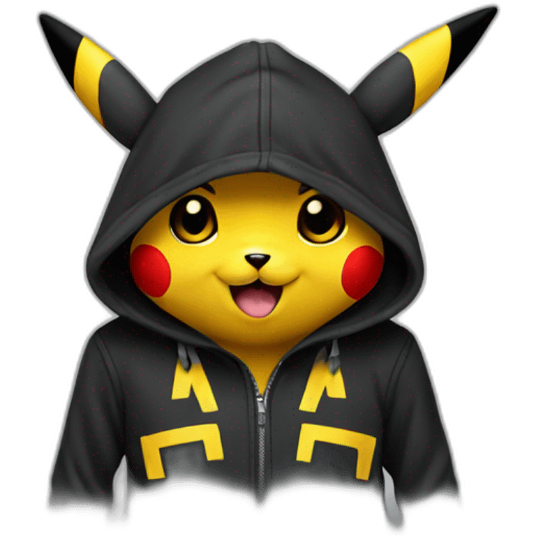 Pikachu en sweat à capuche noir emoji