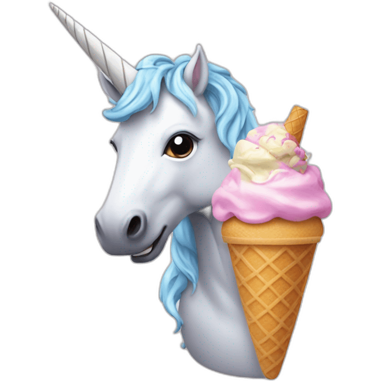 unicorn eating an ice-cream emoji