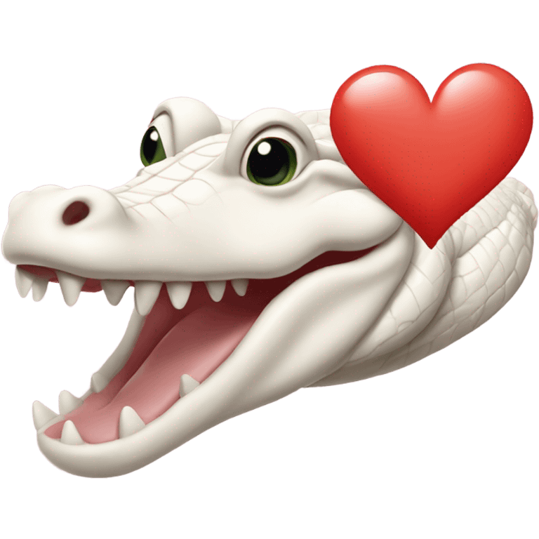 Albino alligator with heart above its head emoji