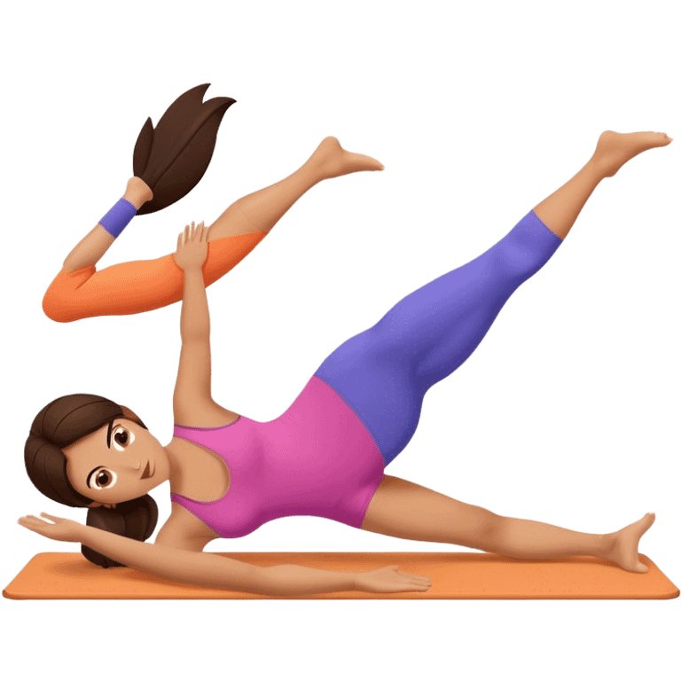 Brunette girl doing pilates emoji