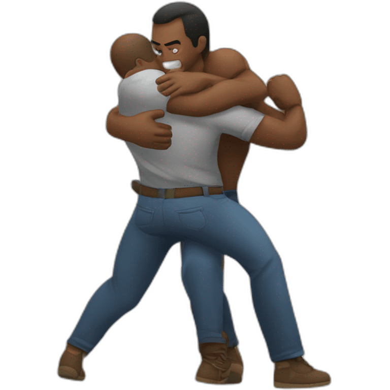 man fighting another man to protect his wife emoji