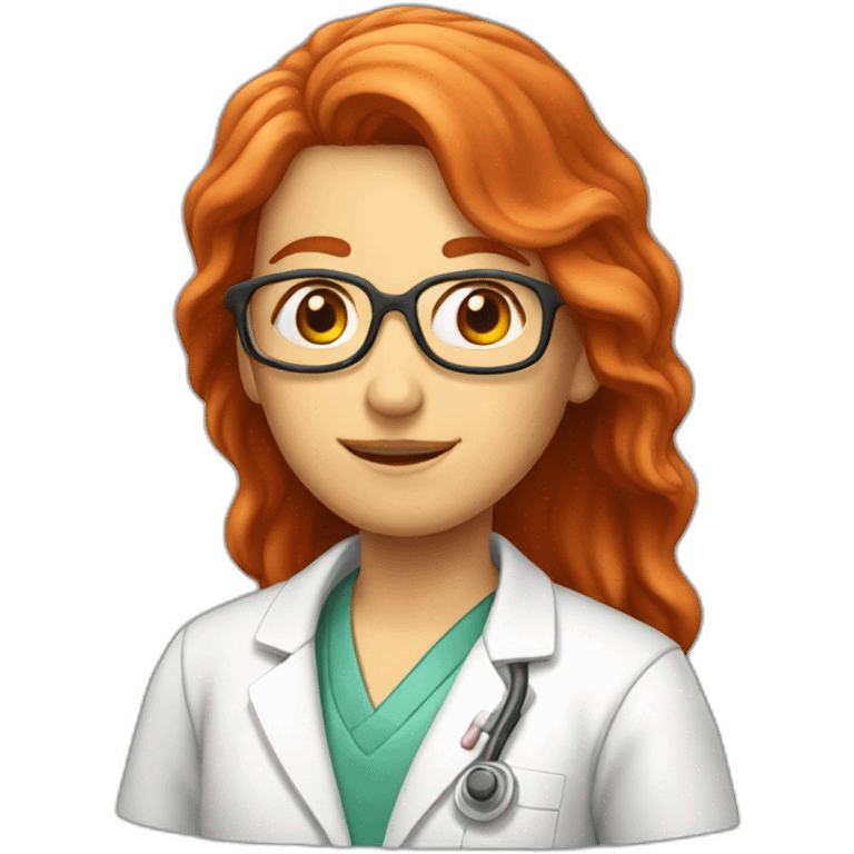 long red haired scientist with labcoat female emoji