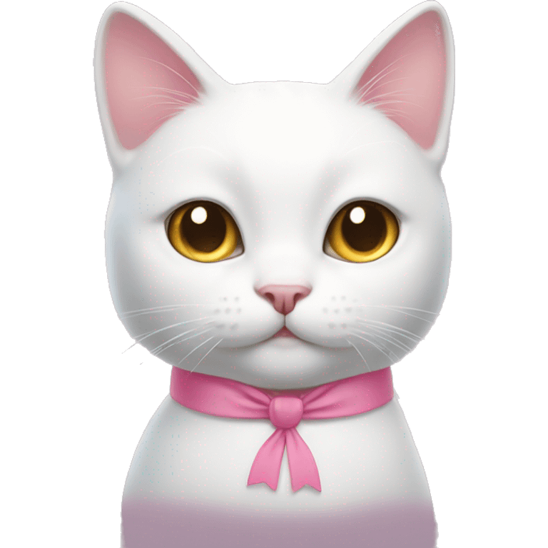 White cat with a pink bow at the top of their head emoji