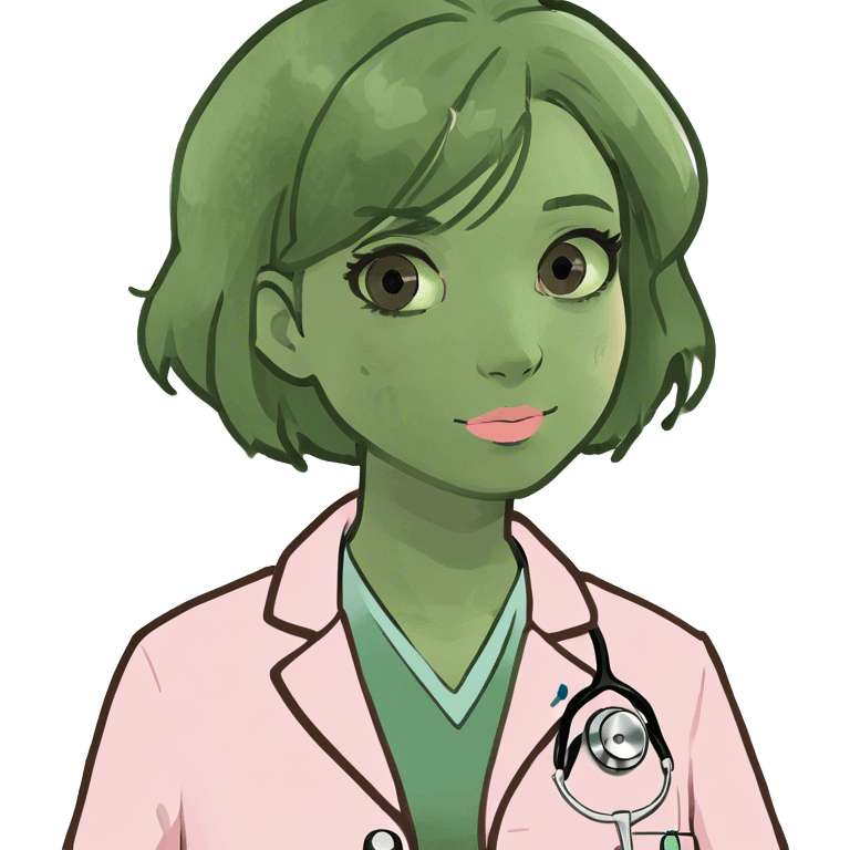 blonde girl with short hair, white skin, pink blush, she will be a veterinarian and brown eyes emoji