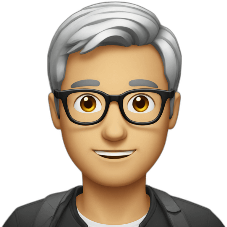 French-guy, short-hair, rounded-glasses, nerd, no-beard emoji