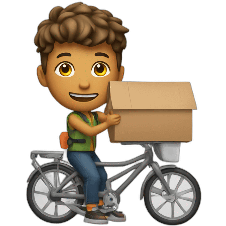 young bicycle meal delivery man emoji