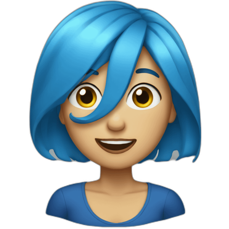 blue hair woman singing emoji