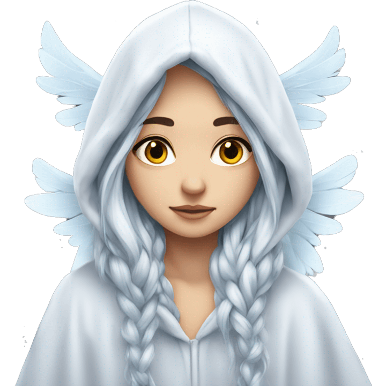 big wings, hood, silver, icy ,snowflake, Beautiful, fairy, long hair emoji