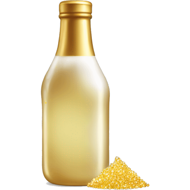 bottle with gold and sparkling liquid emoji