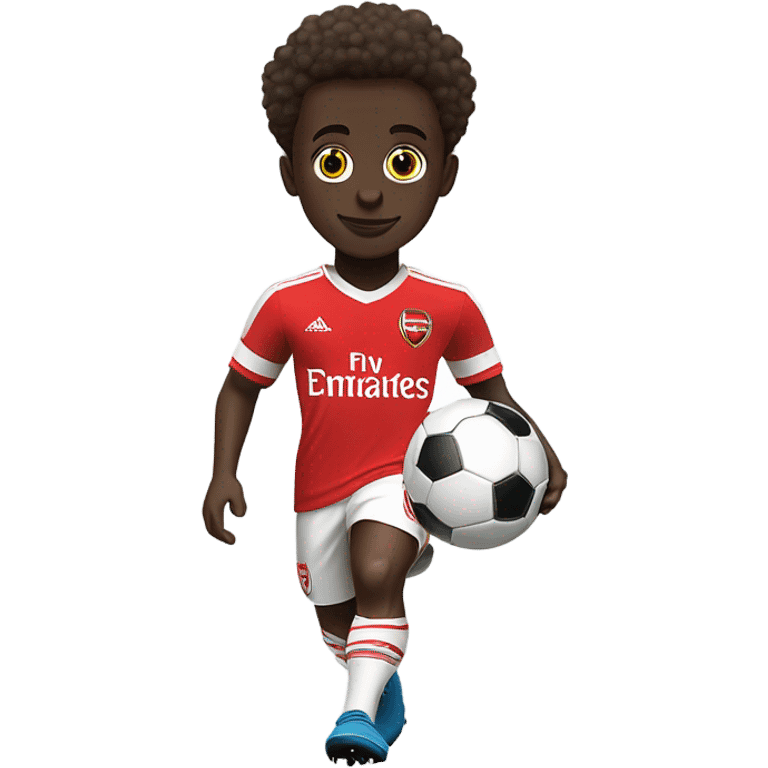 Cute, dribbling Bukayo Saka with arsenal uniform emoji