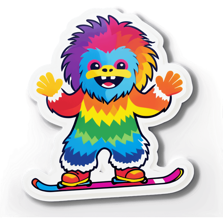 skiing rainbow yeti emoji