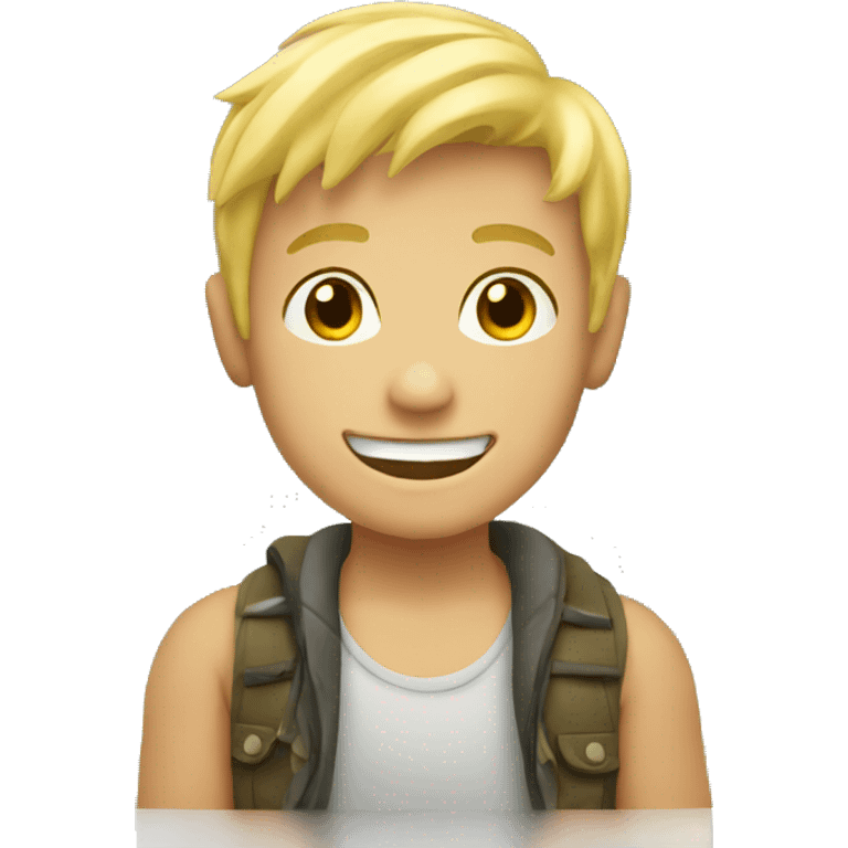 smiling blonde boy outdoors emoji