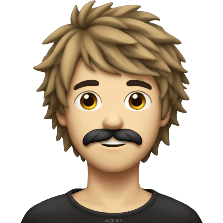 emo boy with shaggy hair and moustache emoji