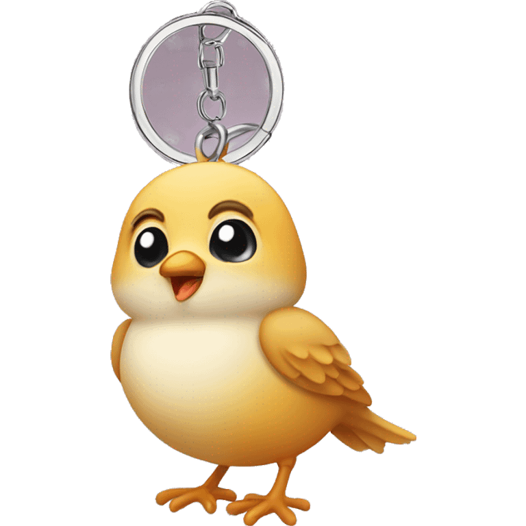 a keychain of a cute baby bird emoji