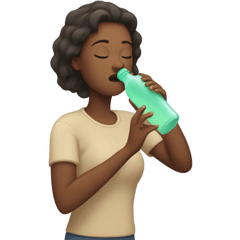 Female breathing on  a bottle emoji