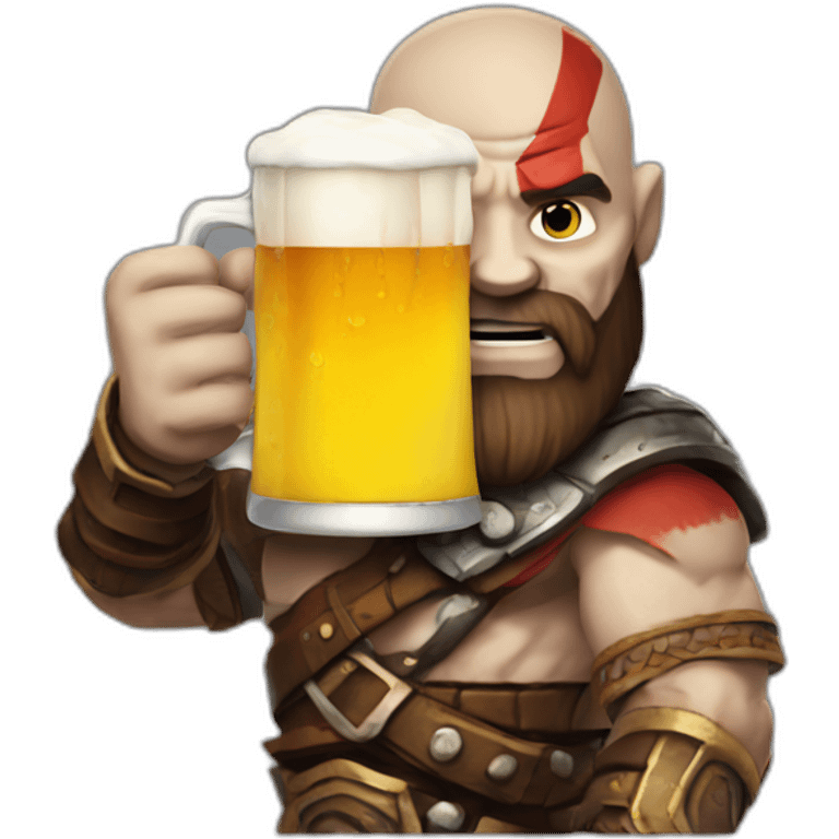 kratos with a beer emoji