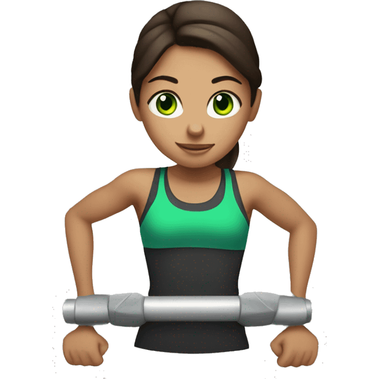 Brunette with green eyes girl working out  emoji