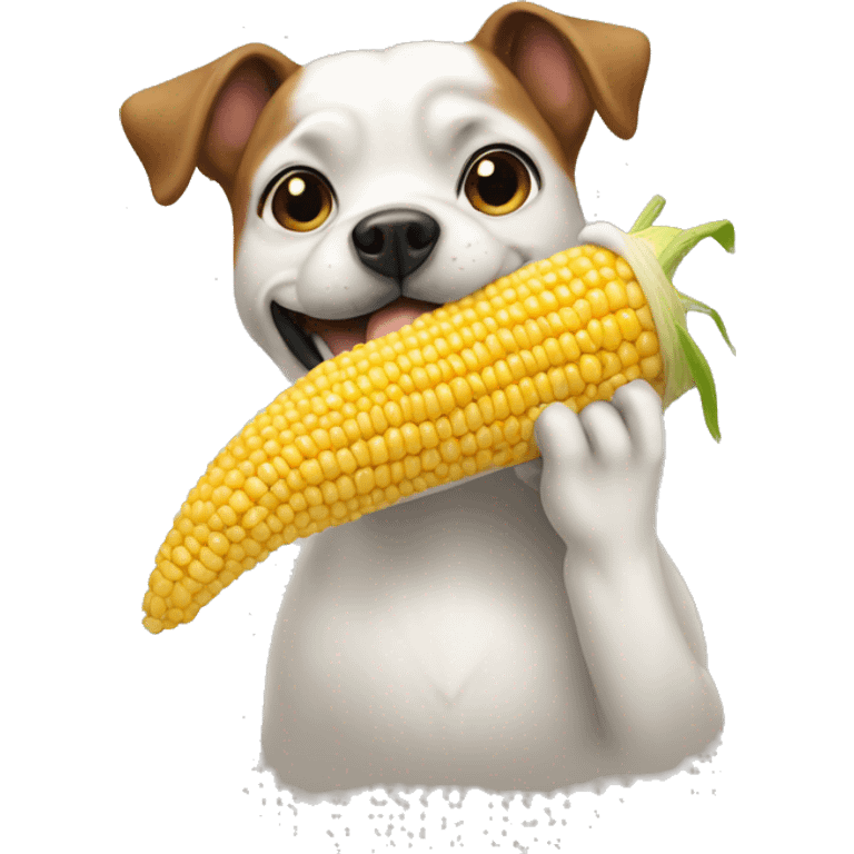 A dog eating corn emoji