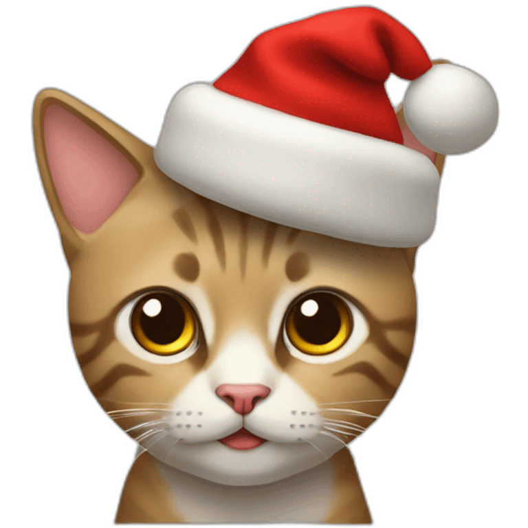 Gato con gorro navideño y paneton emoji