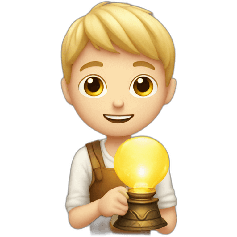 A white boy with a magical lamp emoji