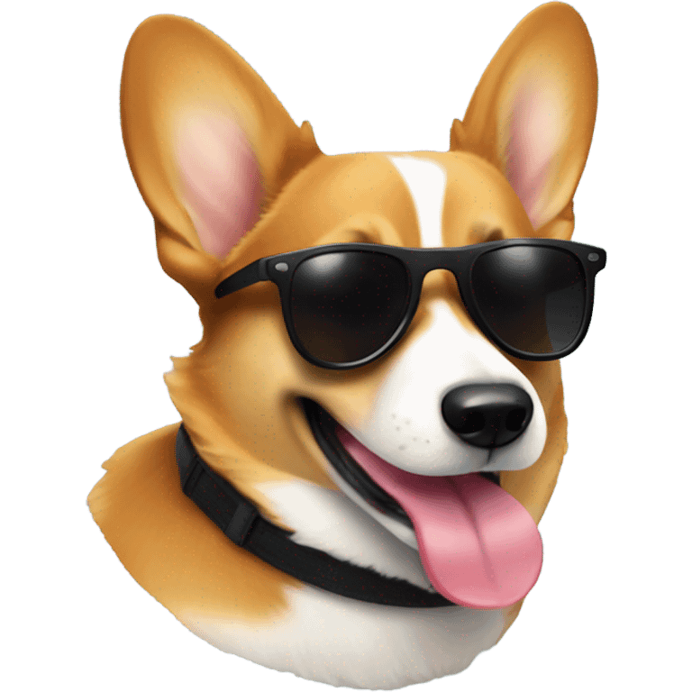 Corgi sticking out tongue and sunglasses emoji