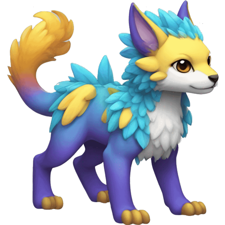 Cute cool colorful fantasy animal hybrid Fakemon full body emoji