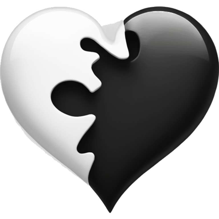 Half white half black heart where left half is white emoji