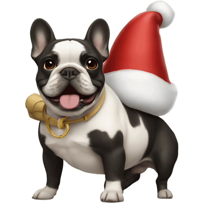 Santa riding French bulldog emoji