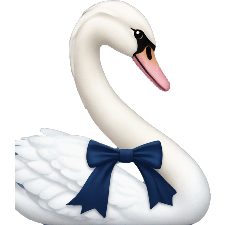 White swan with a navy blue bow emoji