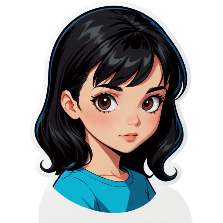 black haired girl portrait emoji