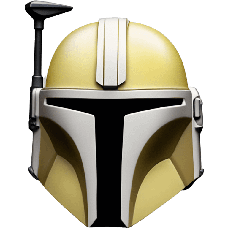 Light yellow and white colored Mandalorian helmet with antenna emoji