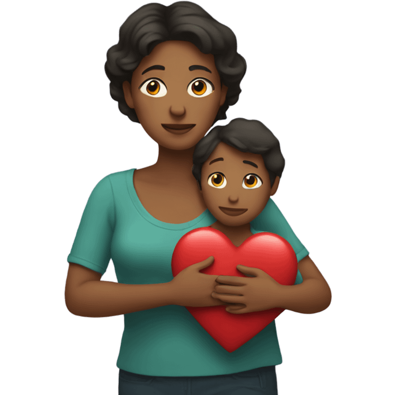 Mother holds her heart in her arm emoji