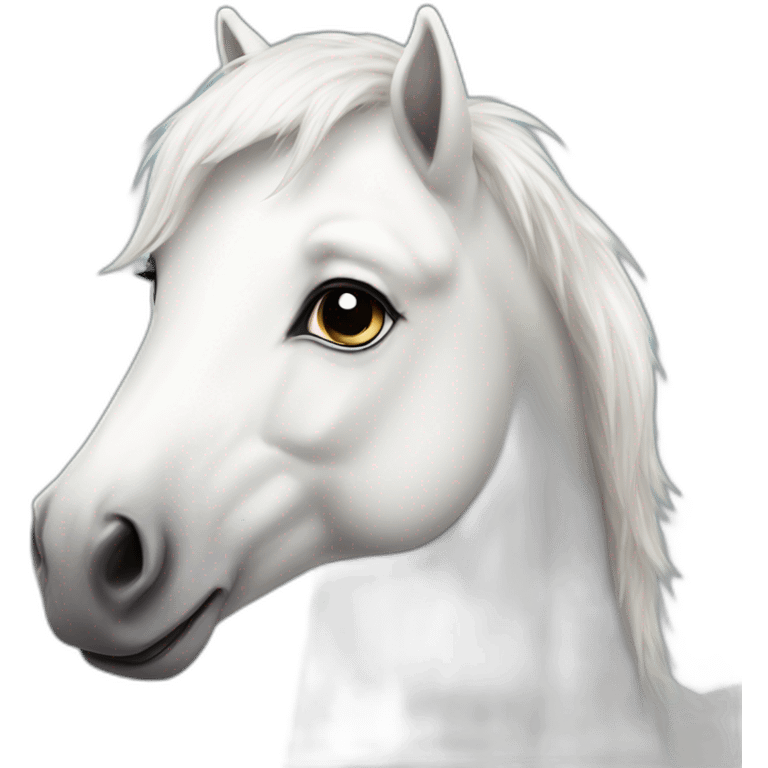 Realistic white happy pony emoji