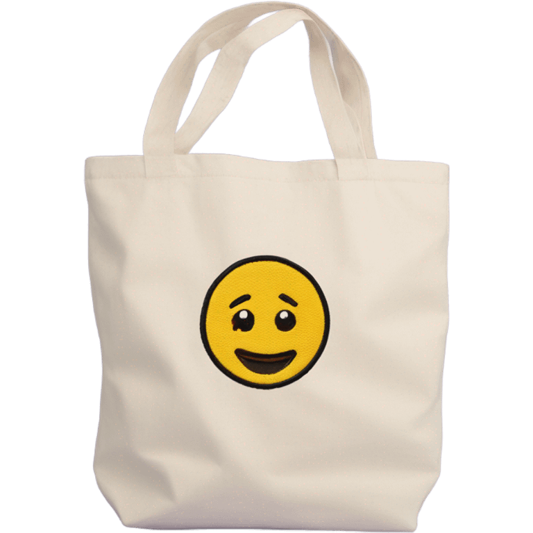 Canvas tote bag with an embroidered “S”  emoji