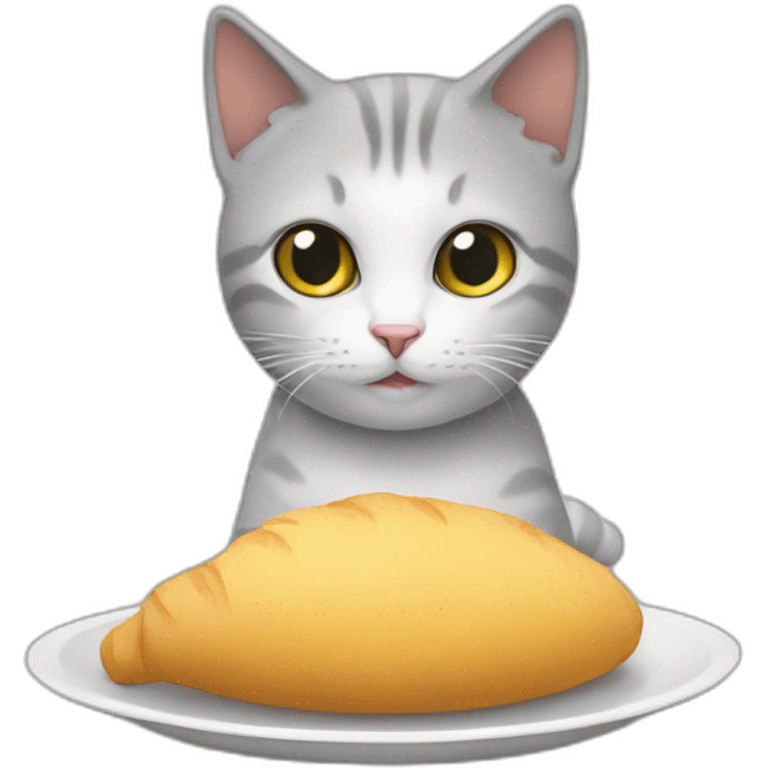 Un chat entrain de manger emoji