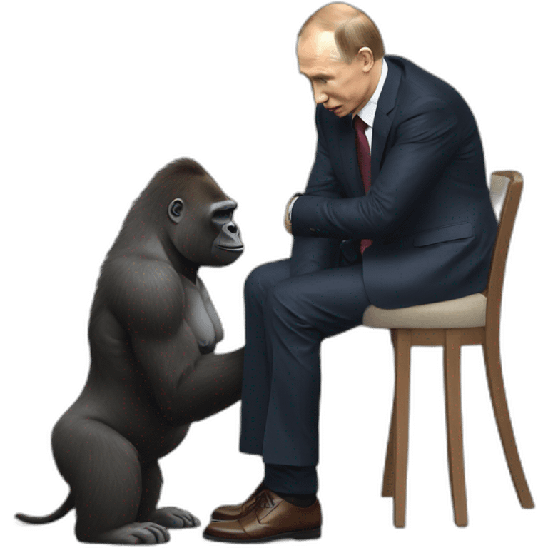 Gorilla giving a Dog to Vladimir Putin emoji