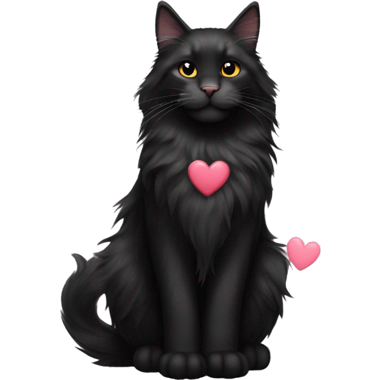 black maine coon with hearts emoji