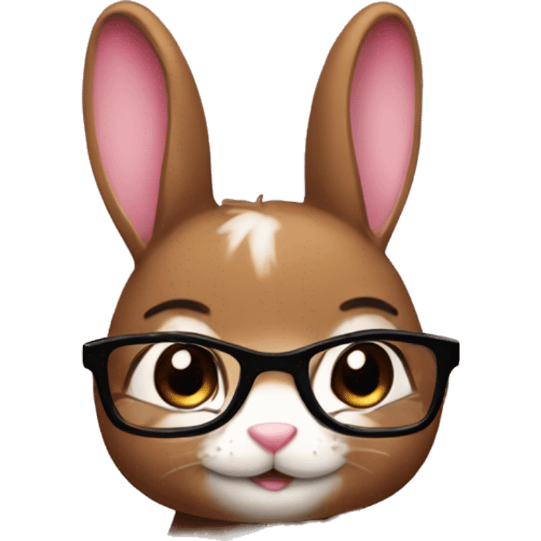 Girly brown bunny with glasses emoji